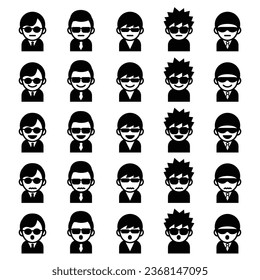 Sun glass Men icon set, vector illustration