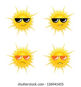 sun with sun glass vector illustration