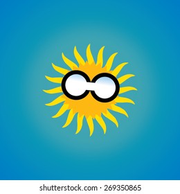 sun with sun glass vector illustration
