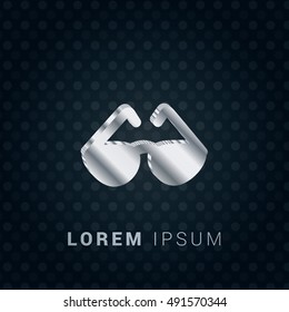 Sun Glasses 3D silver/platinum metallic chromium precious Icon / Logo Design