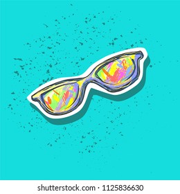 Sun glasses colorful fashion patch badge sticker