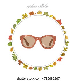  Sun glasses, Hand draw accessories. Vector illustration.