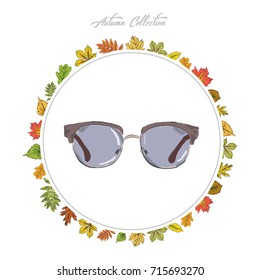  Sun glasses, Hand draw accessories. Vector illustration.
