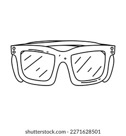 Gafas de sol en mano dibujan el estilo de doodle. Aislado sobre un fondo blanco. Ilustración de material vectorial.