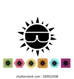 Sun in glasses icon