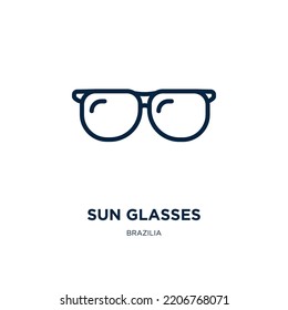 sun glasses icon from brazilia collection. Thin linear sun glasses, view, glasses outline icon isolated on white background. Line vector sun glasses sign, symbol for web and mobile