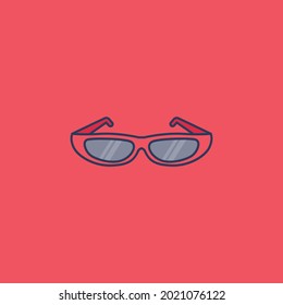 Sun glasses Icon Isolated On Red Background