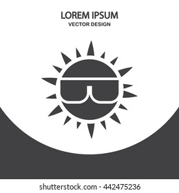 Sun in glasses icon on the background