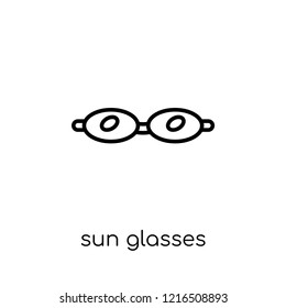 sun glasses icon. Trendy modern flat linear vector sun glasses icon on white background from thin line collection, outline vector illustration