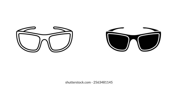 Sun glasses icons in outline and fill. vector illustration for ui.