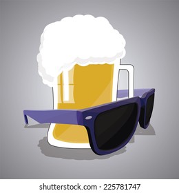 Sun glasses illustration over color background
