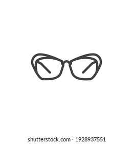 Icono de línea de gafas de sol. signo de estilo lineal para concepto móvil y diseño web. Icono de vector de contorno de marco de anteojos. Símbolo, ilustración del logotipo. Gráficos vectoriales