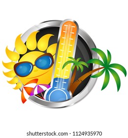 Sun glasses and a palm tree symbol for travel