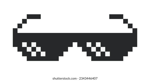 Sun glasses pixel black color isolated on white background.