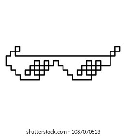 Sun glasses pixel icon black color outline