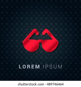 Sun Glasses Red chromium precious metallic 3D Icon / Logo Design