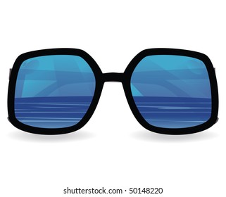 Sun glasses with sea reflexion. vector illustration