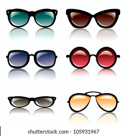 Sun glasses set of icons isolated vector illustration