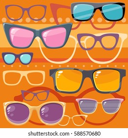 Sun glasses set. Seamless background pattern.