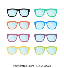 Sun glasses set in trendy flat style isolated. Sunglasses isolated Illustration.