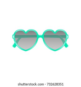 Sun glasses in shape of heart in cyan design