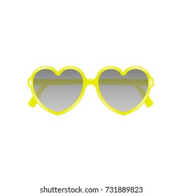Sun glasses in shape of heart in yellow design