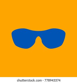 Sun glasses sign illustration. Vector. Medium teal blue icon on orange background.