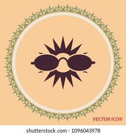 Sun and glasses, vector icon