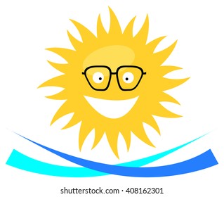 Sun with glasses - vector illustration