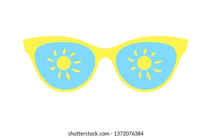Sun glasses vector isolated. Vacation summer. Women's sunglasses, women's accessory. Summer season, the sea, the beach. Vector illustration on white background.