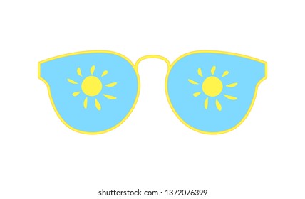 Sun glasses vector isolated. Vacation summer. Women's sunglasses, women's accessory. Summer season, the sea, the beach. Vector illustration on white background.