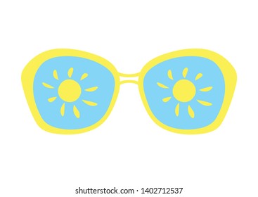 Sun glasses vector isolated. Vacation summer. Sunglasses accessory. Summer season, the sea, the beach. Vector illustration on white background