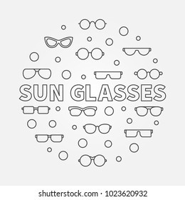 Sun glasses vector round illustration made with linear sunglasses and spectacles icons