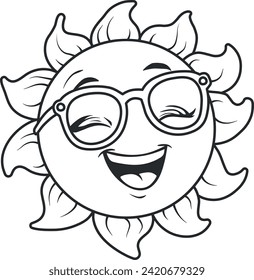 sun in glasses without background