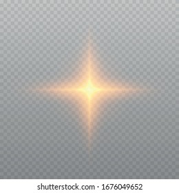 Sun. Glow light effect. Starburst with sparkles on transparent background.