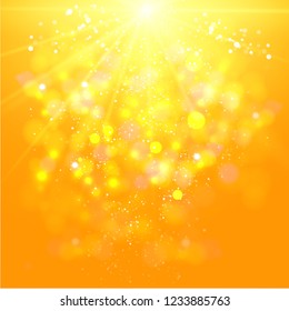 Sun glowing light burst explosion. Vector illustration for cool effect decoration with ray sparkles. Bright star. Shine gradient glitter, bright flare. Glare texture.