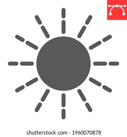 Sun glyph icon, summer and warm, sunshine vector icon, vector graphics, editable stroke solid sign, eps 10