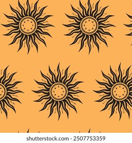 sun god goddess sunflower tattoo style vector in yellow green peach vector background wallpaper for print in textile and fashion high quality