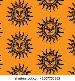 sun god goddess sunflower tattoo style vector in yellow green peach vector background wallpaper for print in textile and fashion high quality
