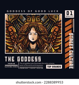 Sun goddess t-shirt design, suitable for printing and other uses.
