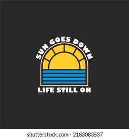 sun cae en la vida todavía en el diseño del logo del vector, uso adecuado para el símbolo y diseño de elementos describir el sol y el océano