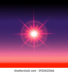 Sun goes down_vector illustration with beautiful sunset
