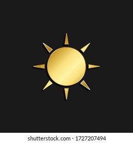 sun gold icon. Vector illustration of golden style. Summer time on dark background