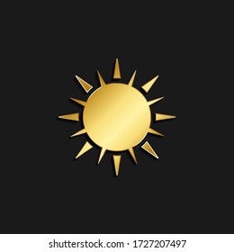Sonnengoldsymbol Vector Illustration des goldenen Stils. Sommerzeit im dunklen Hintergrund