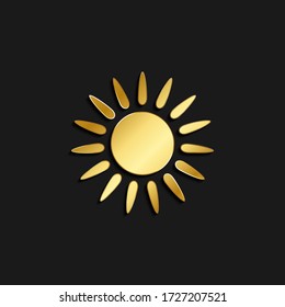 sun gold icon. Vector illustration of golden style. Summer time on dark background