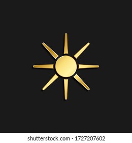 sun gold icon. Vector illustration of golden style. Summer time on dark background