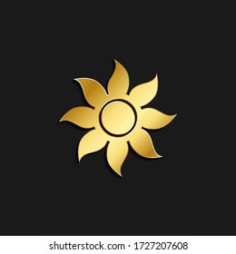 sun gold icon. Vector illustration of golden style. Summer time on dark background