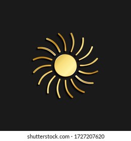 icono del oro del sol. Ilustración vectorial del estilo dorado. Tiempo de verano sobre fondo oscuro