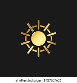 sun gold icon. Vector illustration of golden style. Summer time on dark background