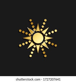 icono del oro del sol. Ilustración vectorial del estilo dorado. Tiempo de verano sobre fondo oscuro